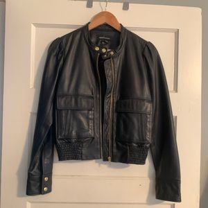 Leather Jacket with puff sleeve